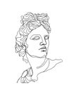 One line drawing skech. Apollo sculpture.Modern single line art, aesthetic contour. Perfect for home decor such as posters Royalty Free Stock Photo